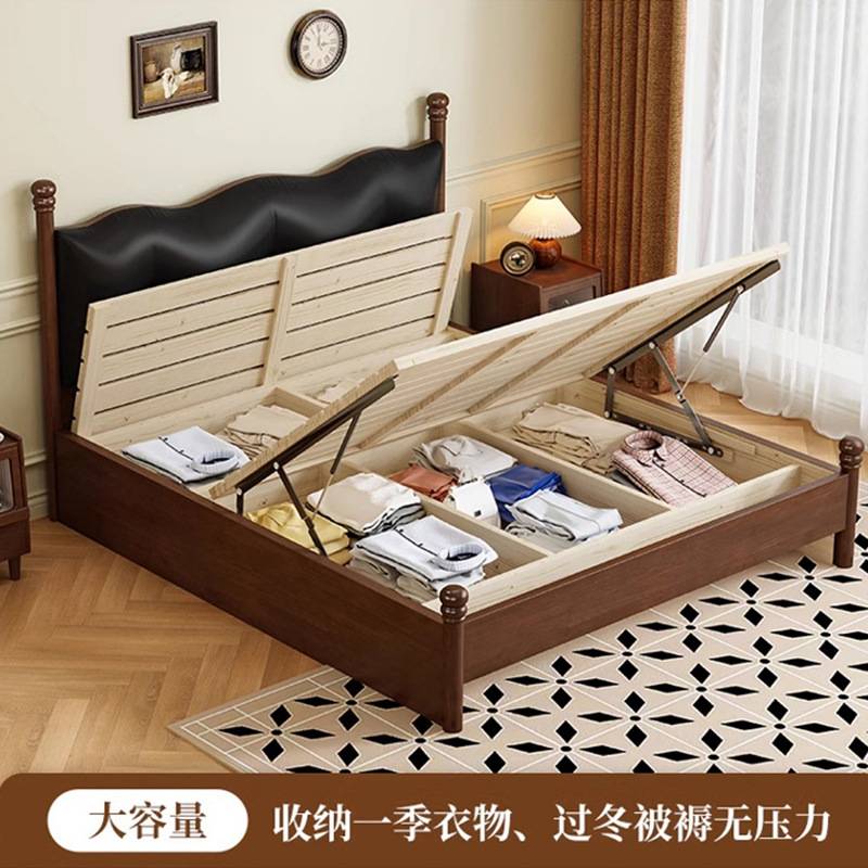 中古风实木床现代简约法式1.5米1.8米双人床复古法式床主卧婚床