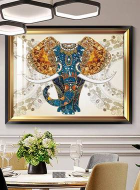 大象装饰画美高式轻奢门玄关画档走廊墙进画客厅挂DY711071画欧式