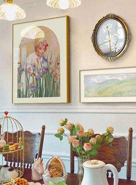 清海法式QB202210厅墙饰美式油画玫瑰女孩餐装饰挂画小众冽风复古