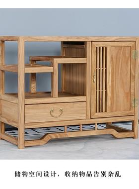 茶水柜茶边柜KX-63018柜木置物体架胡桃实木移动烧水茶台柜新中式