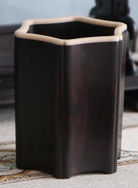 木34355质笔架光檀黑檀木紫明式书毛笔架笔挂笔搁卷房文四宝套装