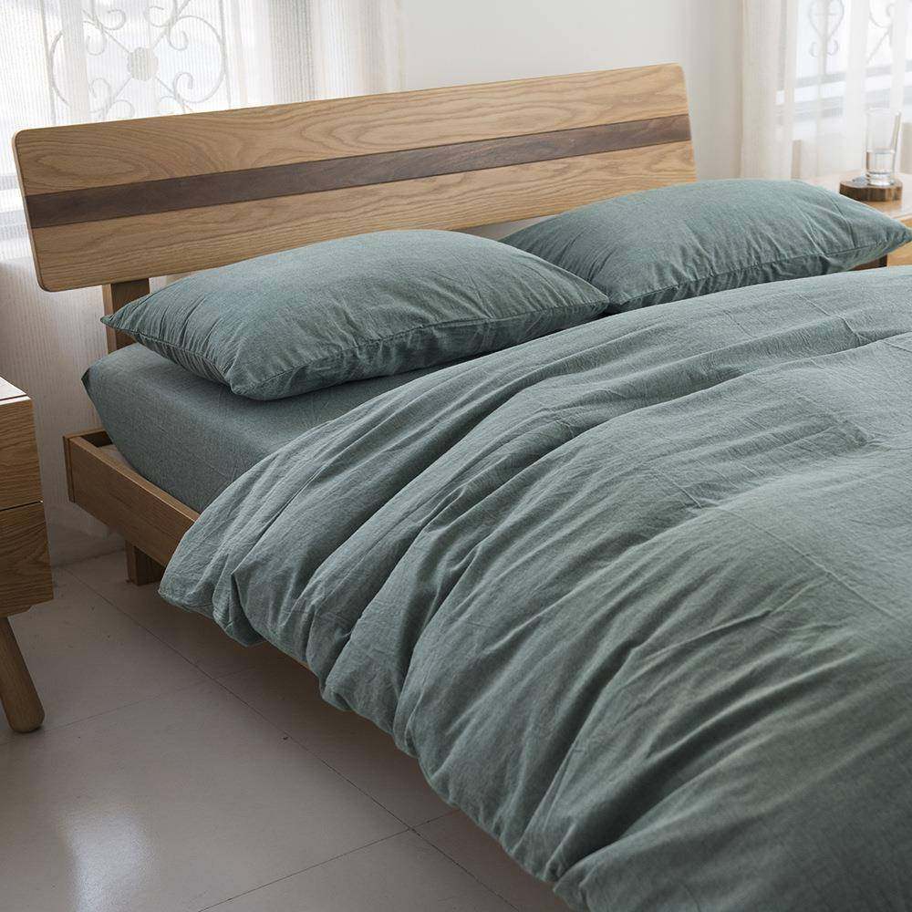 式纯用色简约日宿舍色水洗棉四水洗棉件织套纯色床上品素色被套床