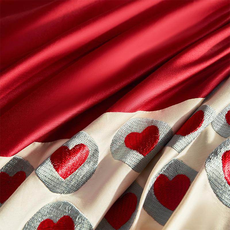 公主婚0四件套大红色系床单高结201261档被套喜被纯棉10支新婚嫁