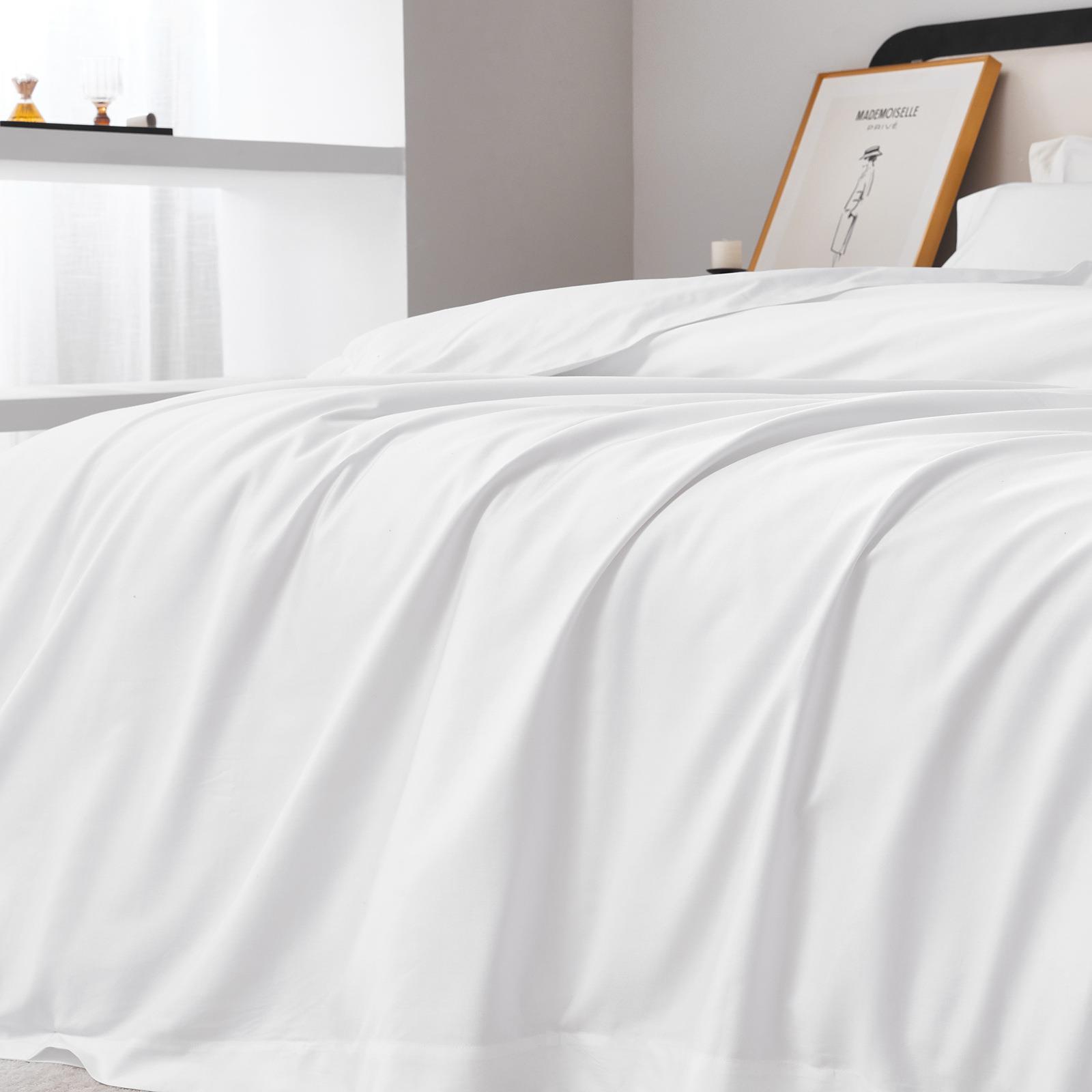 宾馆酒店四件件布套民宿全套纯草四件套6三套客房加厚被套白色床