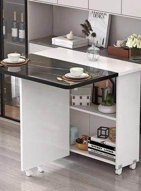 折餐小户型家用多桌功叠能可移缩动EBL带轮可伸简易长方形吃饭桌