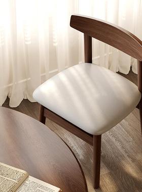 餐中古IFF休闲牛茶角椅家用胡木桃餐椅实木桌椅子中式凳子靠背桌