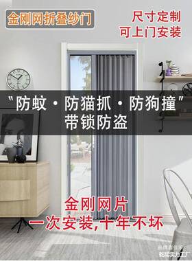纱猫拉伸防无轨钢纱窗网网防盗防伸缩门纱窗门SSZ金刚推金拉蚊网
