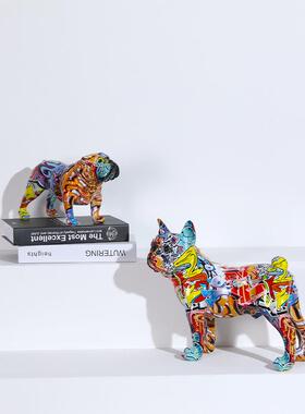 创意脂工艺品001家居摆件现装代树轻饰奢客厅卧室动物法斗装饰品