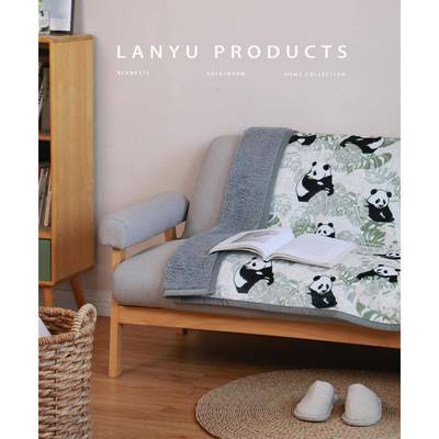 熊猫印花法子兰绒加厚毛CPV毯发毯沙毯四季盖通用办公室午睡毯单