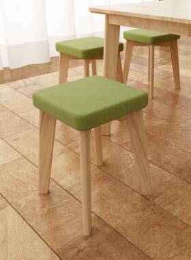 实木凳子家用RMR叠板凳凳易餐桌简凳矮可摞小方凳成人椅子布艺化