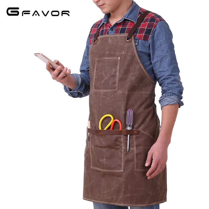 新款蜡帆5893#布围工艺裙工匠设计师古复帆布防水围裙简过易长款