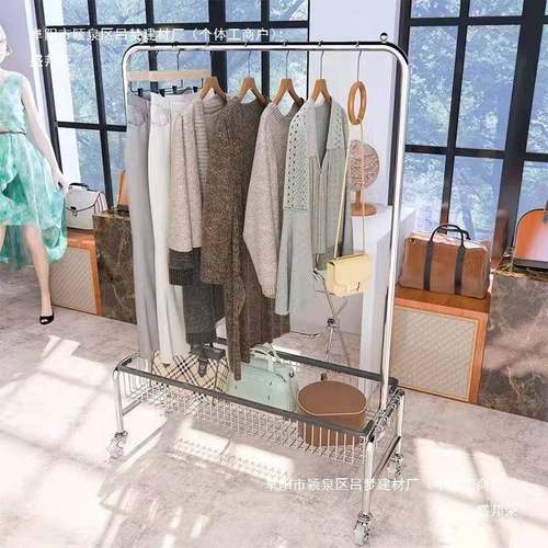 落地挂衣架移动多功纳能收架子服装置展示RFH架网红卧店室带篮物