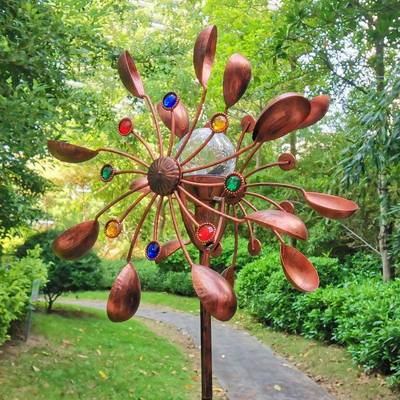 出E口热销花园插带件太阳能玻璃LD灯古铜色庭W-G18000院铁艺球风