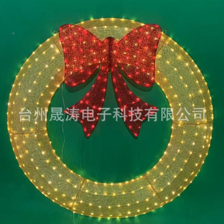 1.2米大环铁艺光花环蝴蝶结暖白leUYFd灯串花圣带诞节日装饰