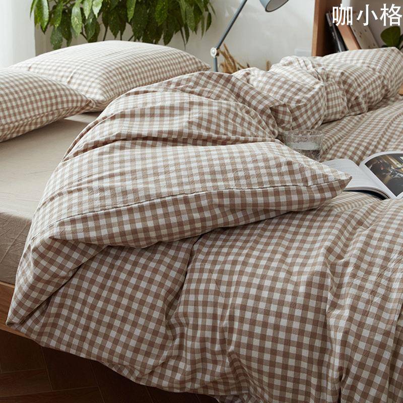 被纯棉水洗棉单罩学生被套件格单子全单双人床上RZ用棉品被套厂家