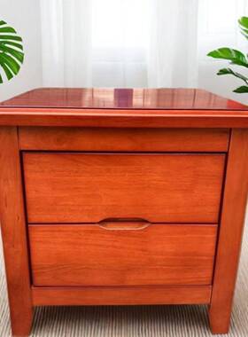 式实木边TXP床头柜简约现代卧柜室家用带中锁储物床收纳整装原木