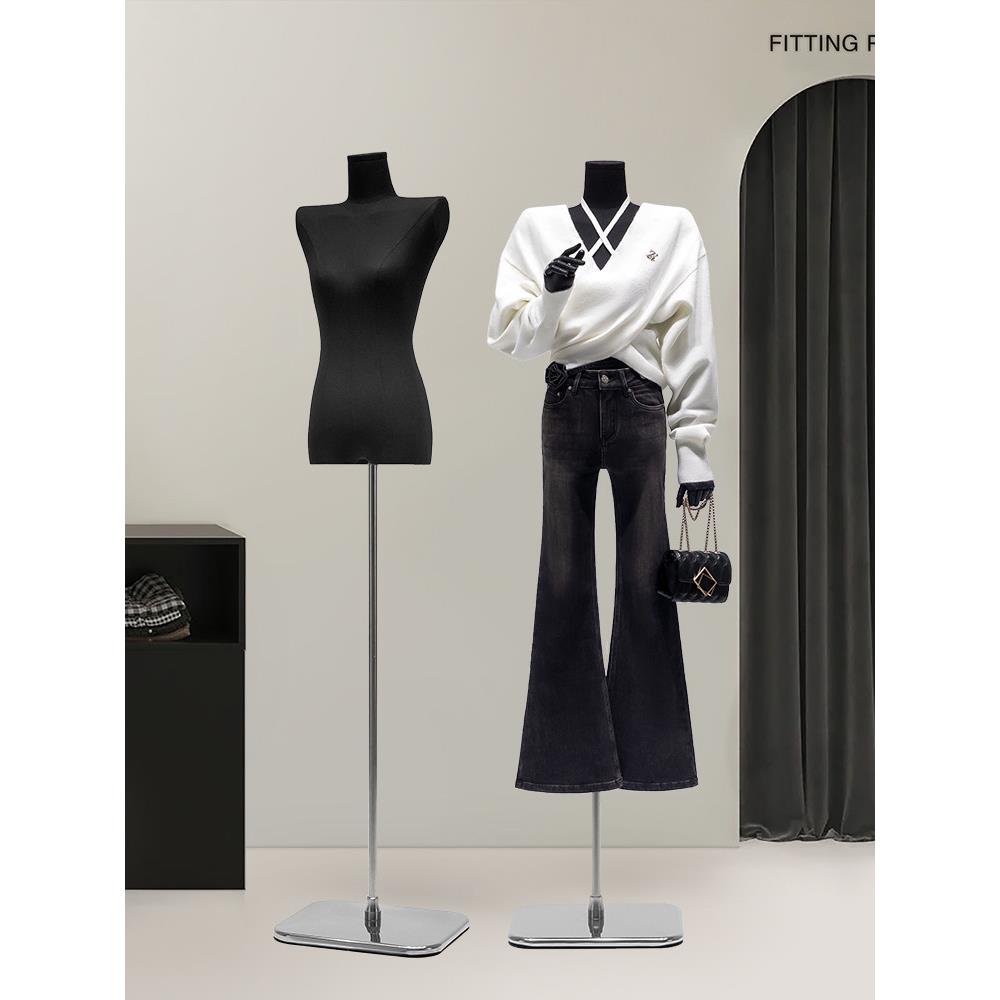 服装店黑色模型道具女装韩式平肩窗假人娃娃展示道具展示架