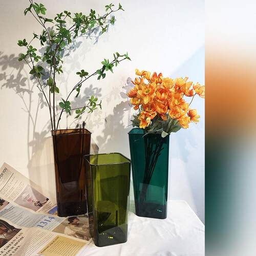 绝美彩色压克力醒花桶鲜花花瓶复古又北欧必入醒花筒防压耐摔包邮
