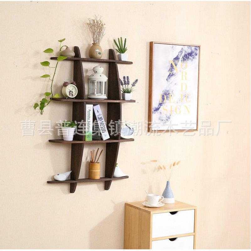 小型博古/架上墙置物架博墙木质古架收纳展示架实木上搁板架