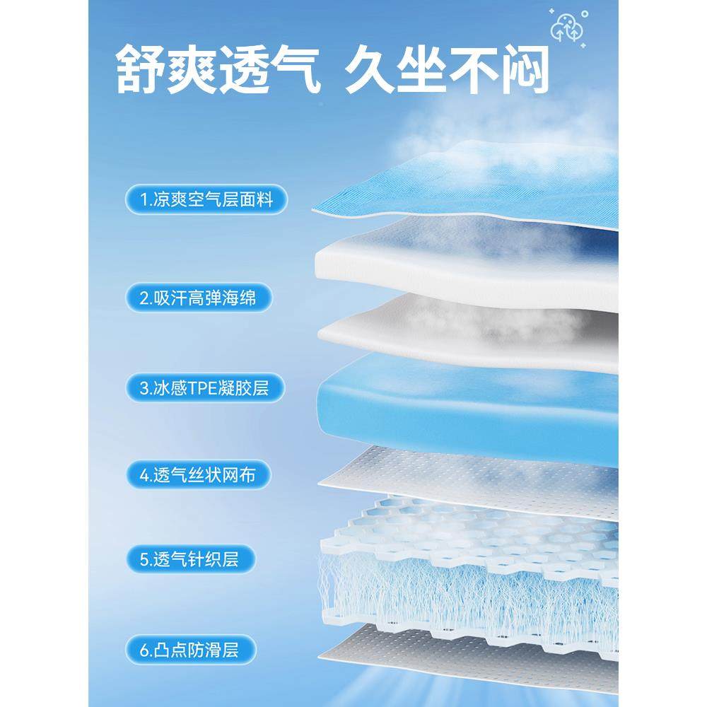 汽车62坐垫夏季风冰丝座垫通凉透气夏垫座椅车垫子胶凝屁垫单片新