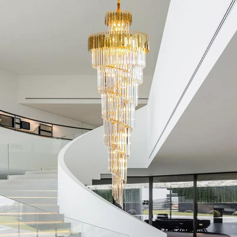 现代简295约梯吊灯轻奢楼水楼灯晶灯长吊灯别墅旋转具复式梯民宿
