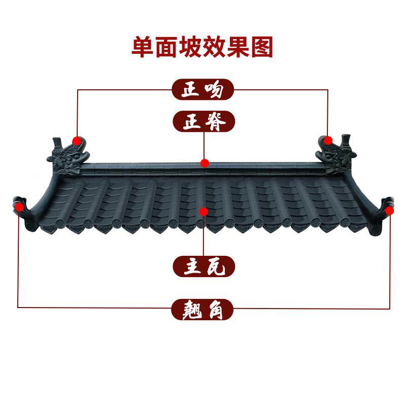 一体65仿古瓦瓦树脂瓦片屋装檐饰瓦塑料瓦屋顶围墙瓦新中式琉璃青