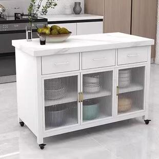 石中岛台厨房餐桌一体小带户型抽屉储物料理边柜餐大理可移动移动