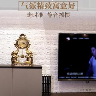摆钟面台式座钟钟表桌F9H8M86J摆件进口家客厅老式老机械翻页时钟