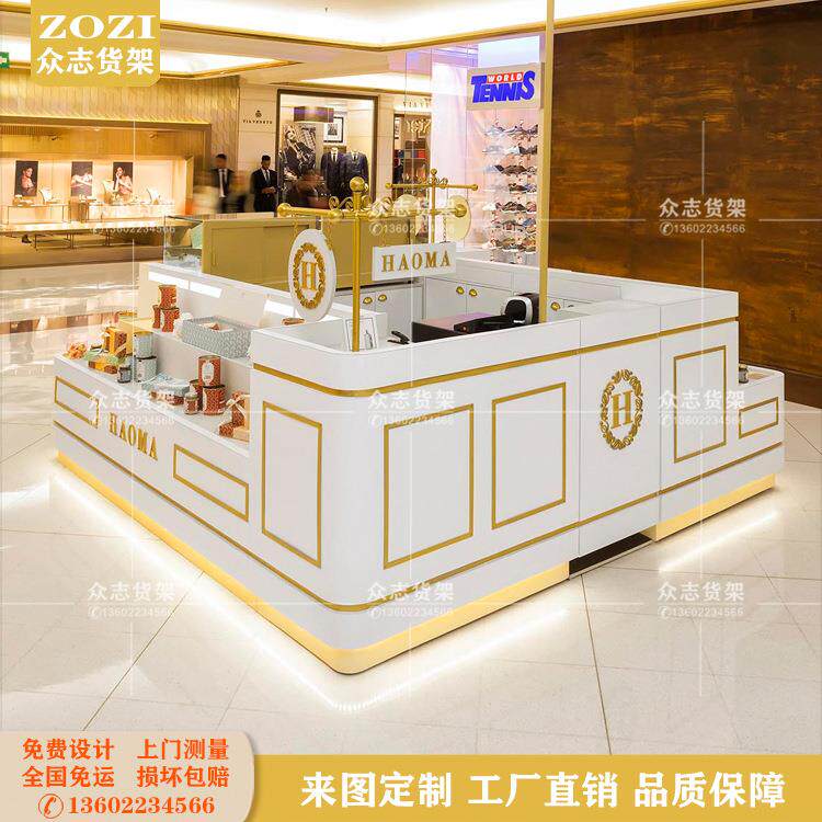 商场饰品展柜杂货店中庭烤店铺高展台精576品漆陈列整柜厂低家套