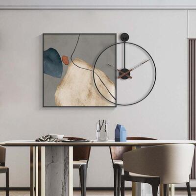石来转餐厅装饰简画带时钟表现象代约202SQ51705新款饭厅挂画抽组