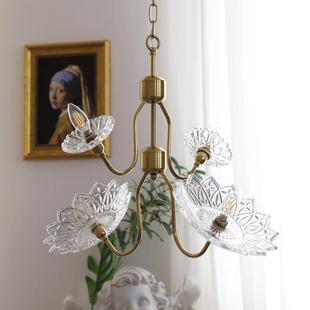计 简复古设厅卧室衣帽餐间法式 美式 约花蝶玻璃吊灯4头100046法式