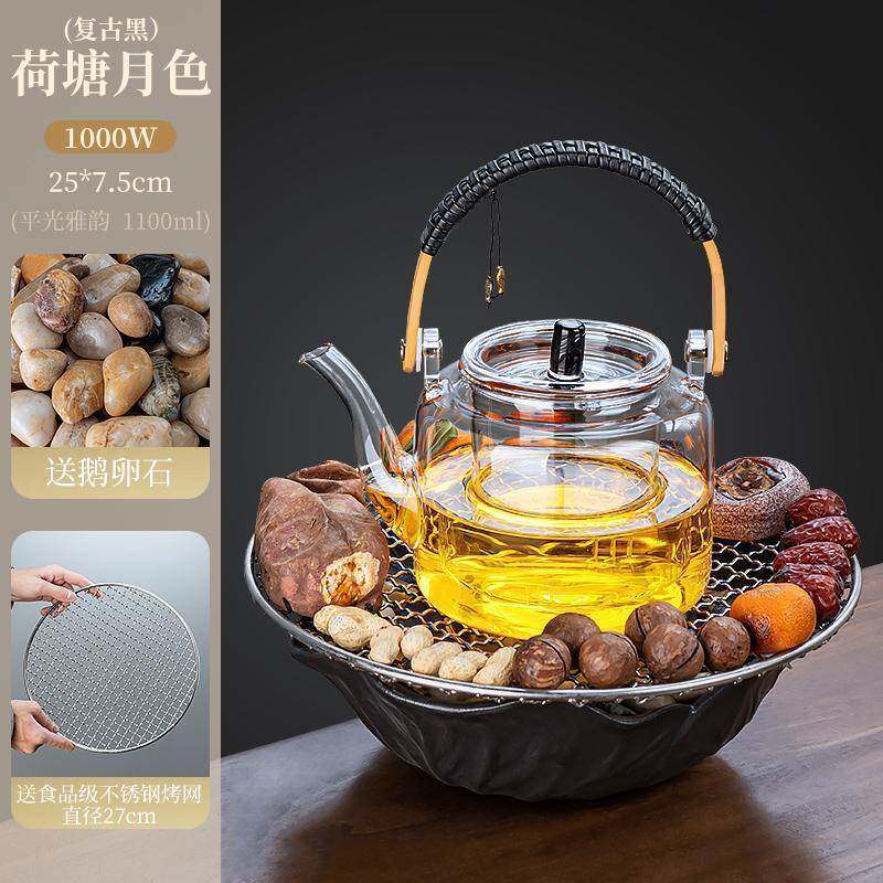 炉煮茶家用室内烤茶茶全套器器具煮电陶炉煮茶炉电炉围玻默认项璃