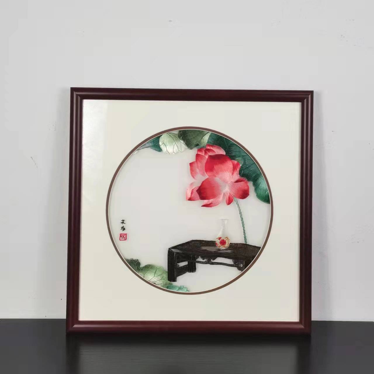 苏绣成品挂画透明丝布刺绣新中式餐厅客厅小幅苏绣装饰画图片