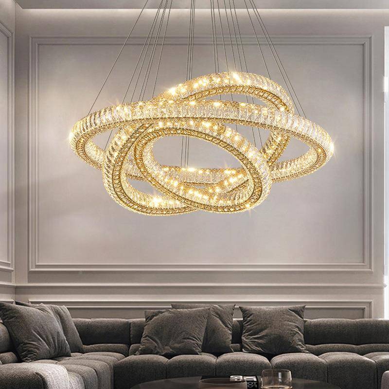 端计师设41客厅吊灯轻奢风圆环水晶吊灯客厅主灯大气华餐高厅吊奢