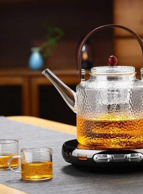 锤纹璃提玻梁壶耐高温蒸煮玻璃茶F78HT8TM陶壶加煮厚过滤茶壶电炉