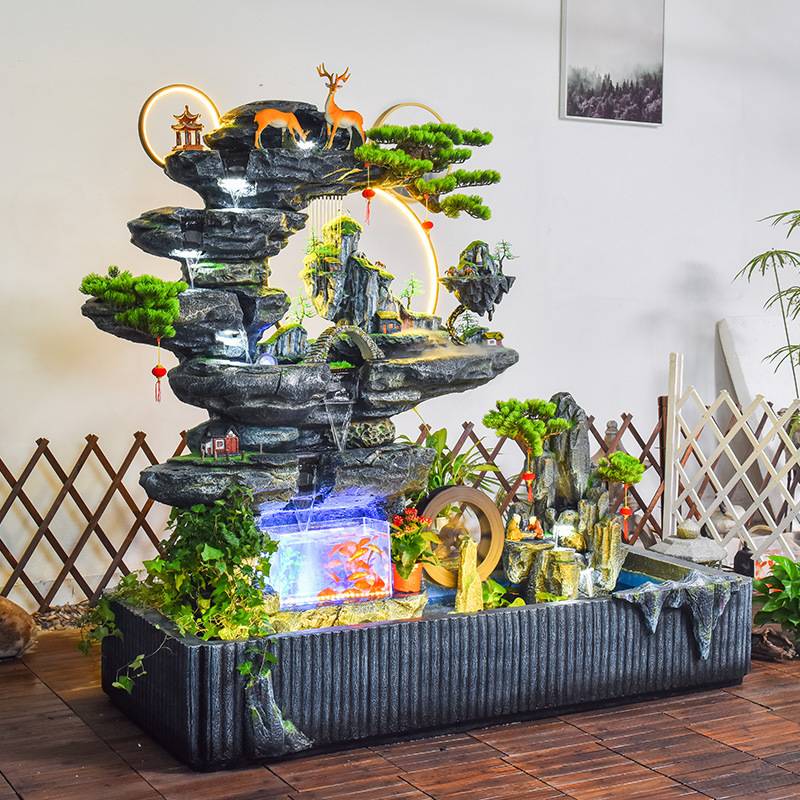 大型假山流水喷泉别墅花园庭院装饰公司阳台户外鱼池瀑布景观摆件