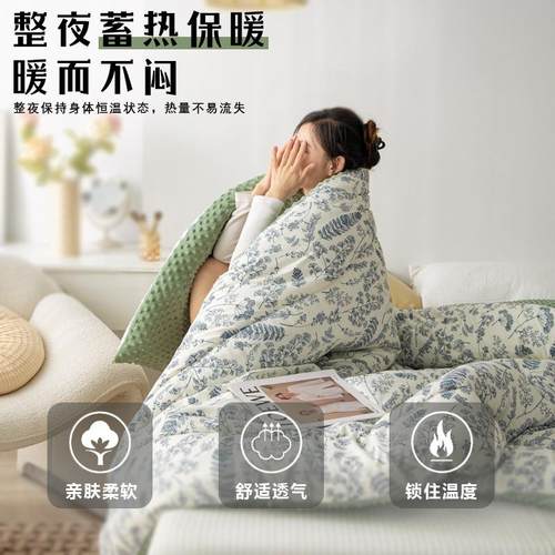 豆绒生被加厚冬被豆子被芯保暖被子单人学宿HLJ-双层舍双秋人春被