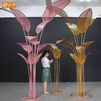 仿真植铁窗艺芭蕉商场美陈橱装饰婚礼布置摆件物SSM叶景区主题道