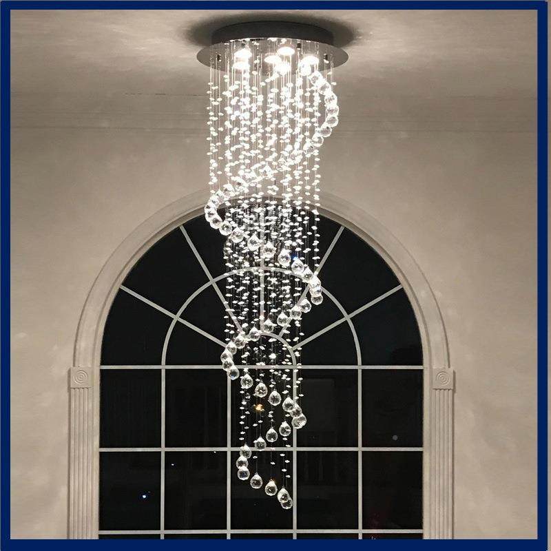 复楼梯水晶107长吊灯轻奢简式约LED线旋转形别墅楼中楼圆吊灯,家装灯饰光源,智能吊灯,淘宝优惠券,粉丝福利购,淘宝优惠卷