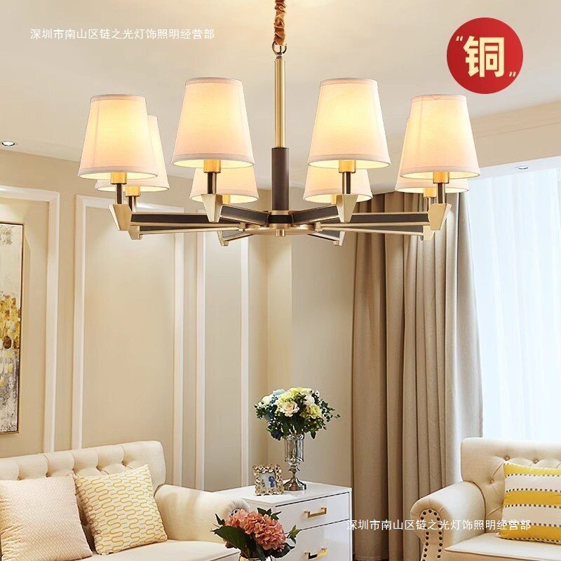 全铜美式中古法式复古客厅吊