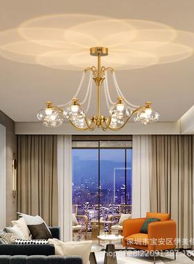 欧法式客厅吊灯简大复37984气古水约晶珍珠吊灯别墅餐厅蜡烛灯式