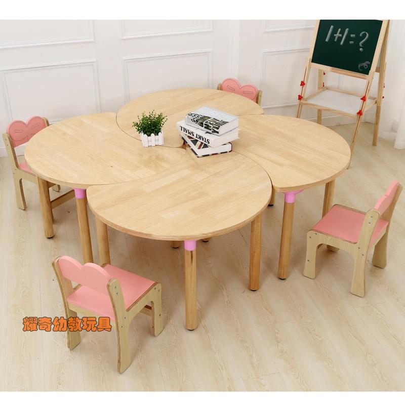 木质木学层DT200527习长方桌.幼儿园多板制儿童课桌桌椅子原木月