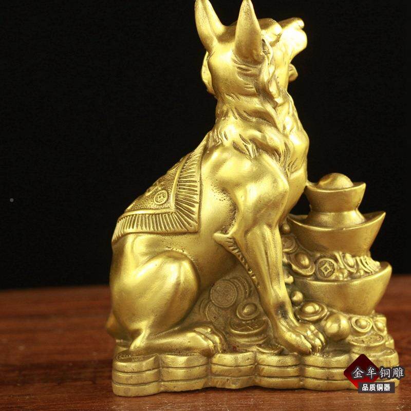 铜品狗聚宝盆狗如意ZOV狗狗家居饰品装工艺摆铜件