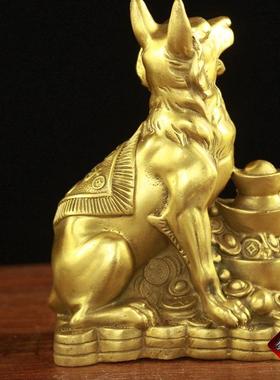 铜品狗聚宝盆狗如意ZOV狗狗家居饰品装工艺摆铜件