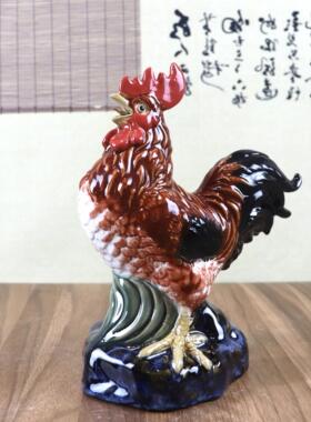 入口摆件，天台金鸡，吉祥如意，生肖招财，鸡摆件，新中国风石湾