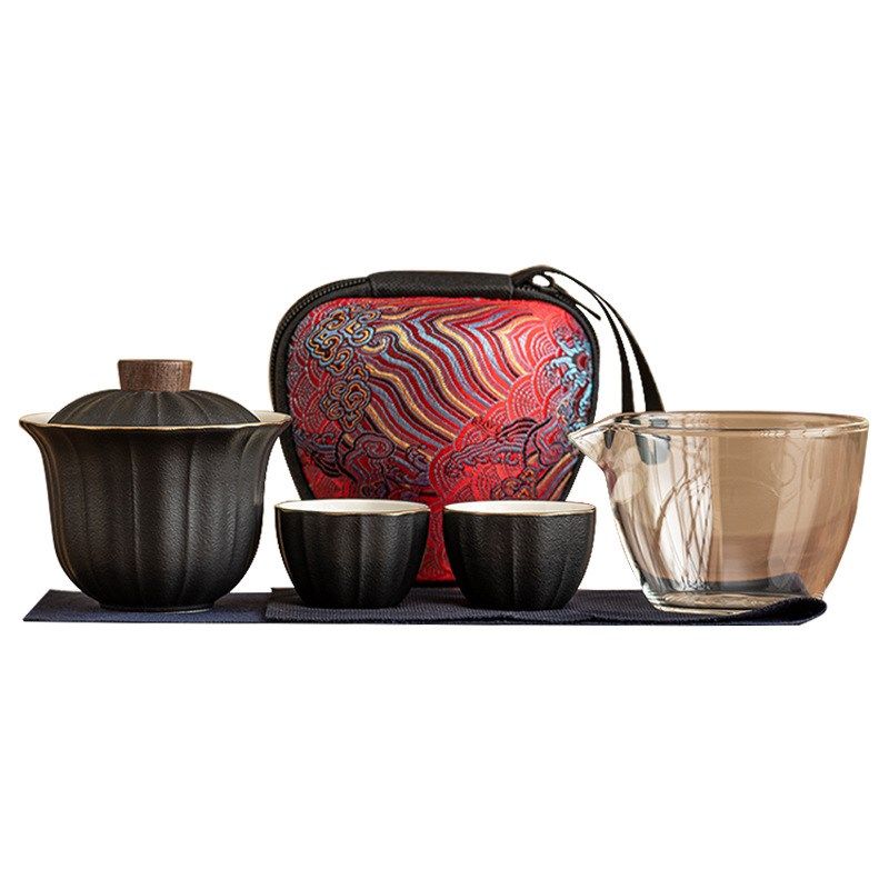 厂家手抓盖碗旅行茶具套装便携式户外泡茶装备一壶二杯陶瓷快客杯,餐饮具,旅行茶具,淘宝优惠券,粉丝福利购,淘宝优惠卷