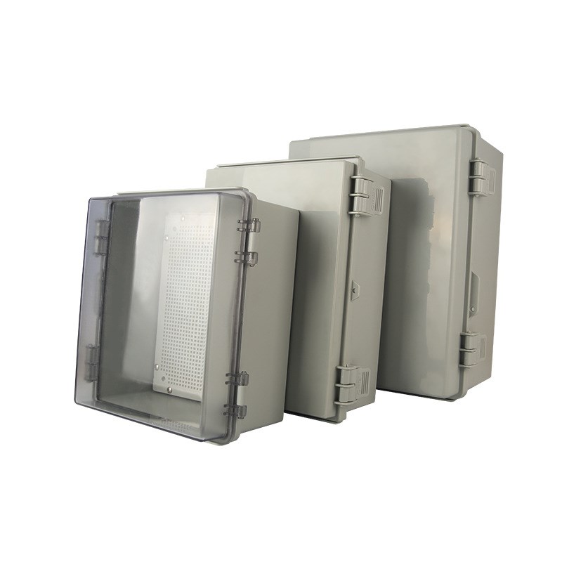 室外防水控制箱全塑料抗冲击电气配电箱壁挂式合页搭扣接线盒IP66