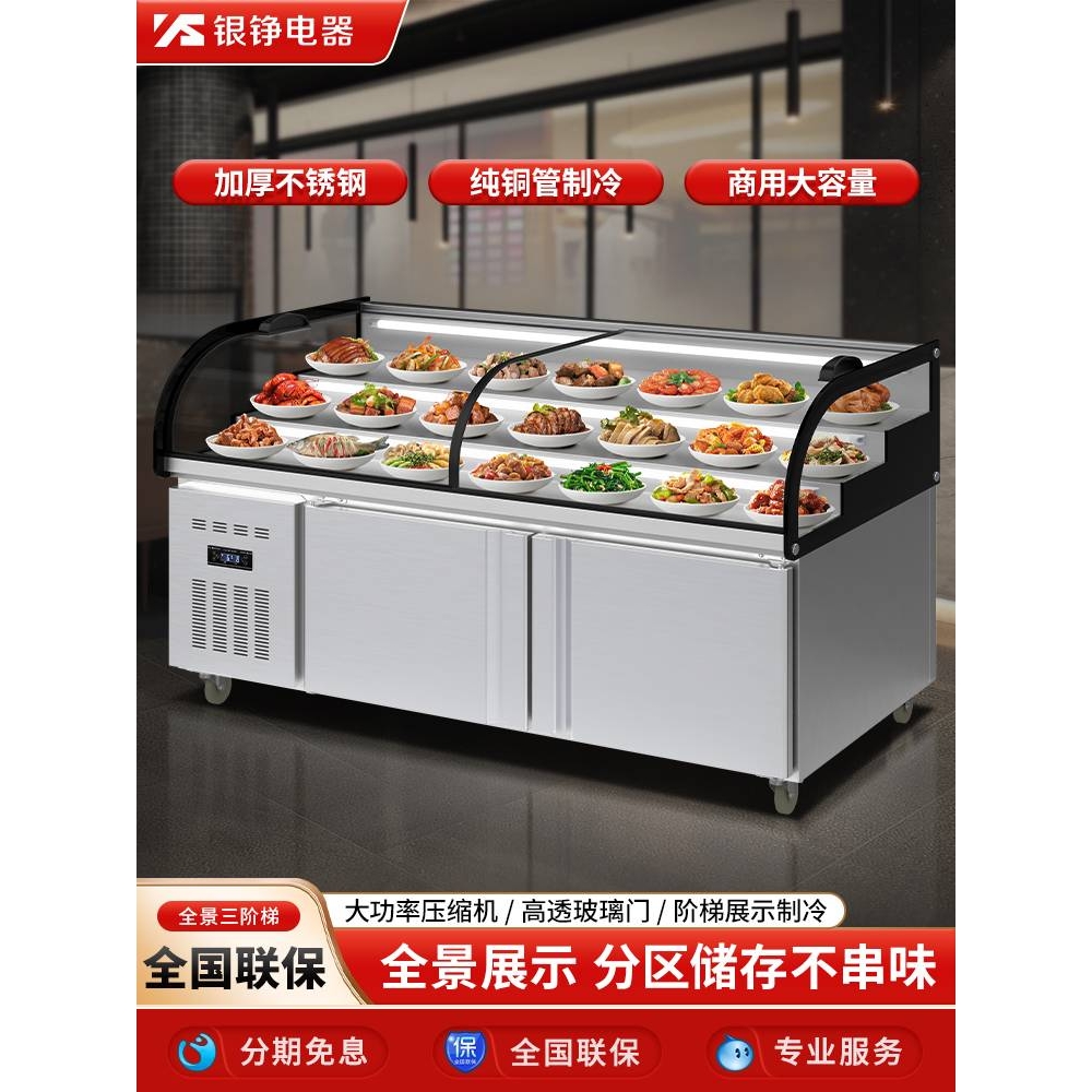 银铮阶梯冰台冷藏冷冻展示柜烧烤炸串熟食卤菜保鲜柜商用冰柜