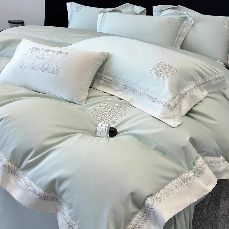 A类200支全棉被套四件套床单100长绒棉被罩裸睡简约床上用品4