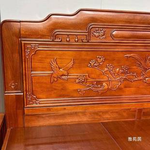 厚加粗榫卯加金花实木主床双人卧婚床中式XDX明清仿古古典雕梨花